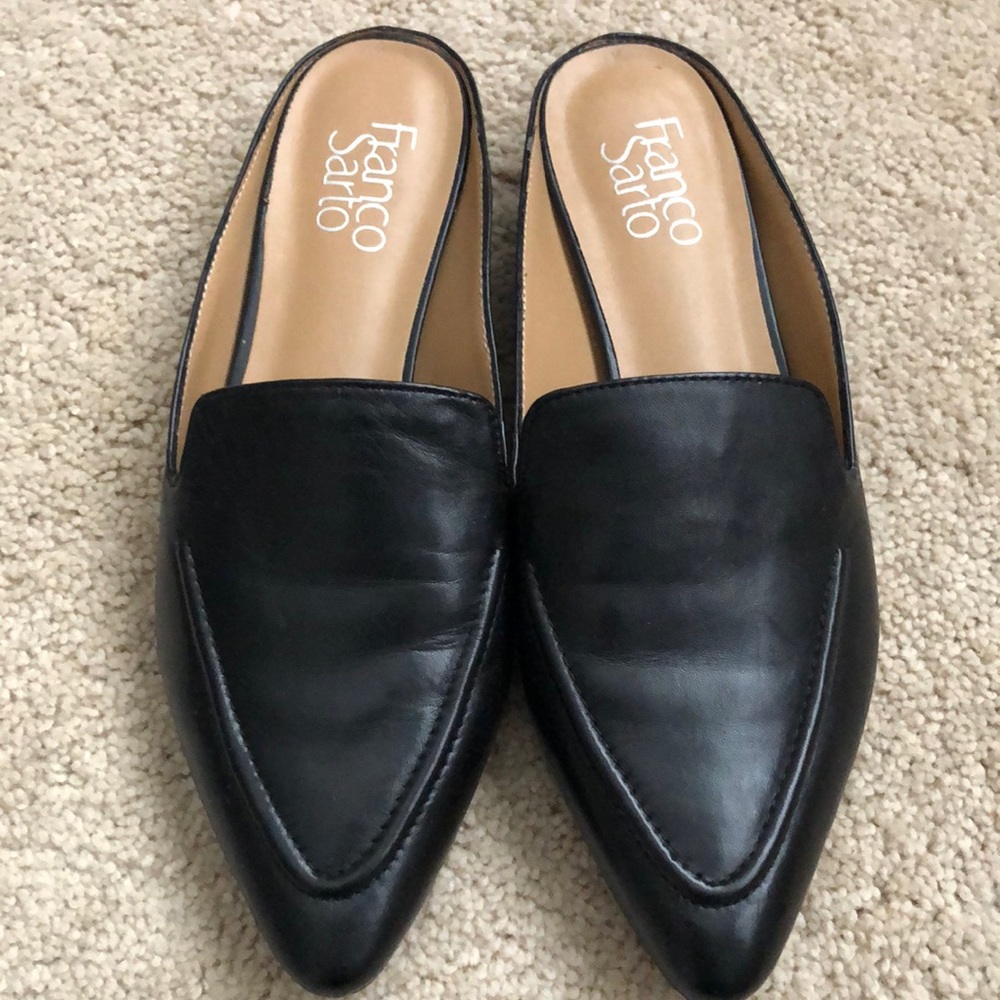 Franco Sarto black leather mules
